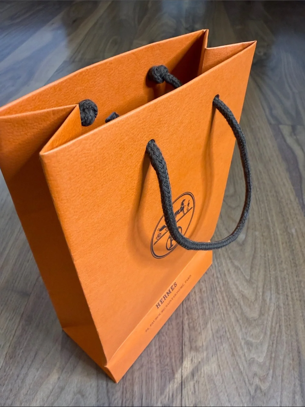 Hermes Orange Paper Shopping Bag with Black Logo mini